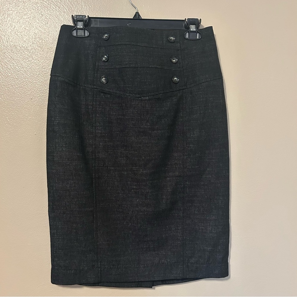 Iz Byer Black Button-Accent Pencil Skirt